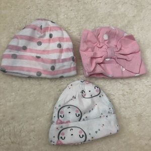 Set of 3 Organic Cotton Newborn Hats